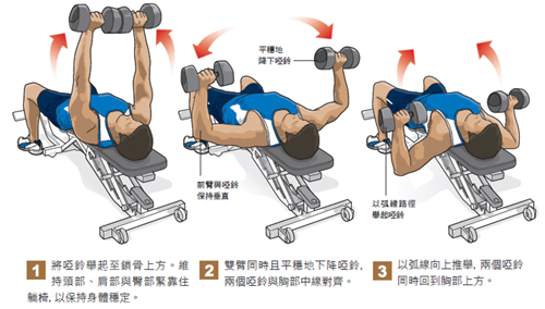 胸部训练教程：胸肌锻炼动作-上斜哑铃推举